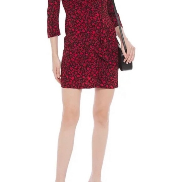 Maje - Rapita Wrap-Effect Floral-Print Crepe Mini dress - Red Size 34 - Picture 3 of 5